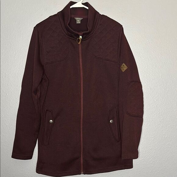 Eddie Bauer Full Zip Maroon Quilted Stitching Detail Jacket Size XL - Picture 1 of 10